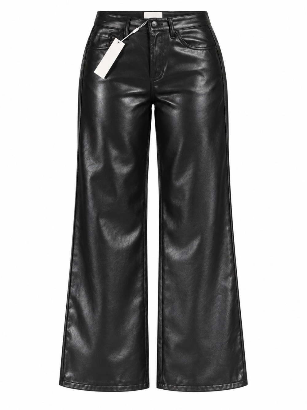 Edgy EVERY Black Coated Denim High Rise Wide Leg Pants Size 4 NWT